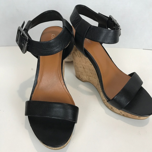Calvin Klein Shoes - CALVIN KLEIN Leather Wedge Sandal Sz 8.5